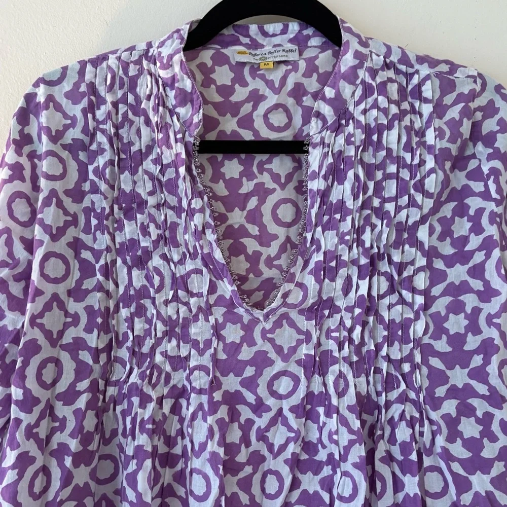 Roberta Roller Rabbit Irina Top Pleated Cotton Blouse - Picture 4 of 8